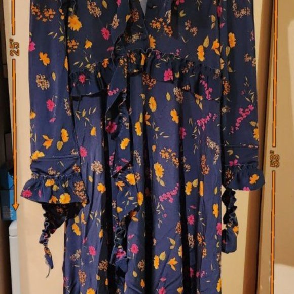 Vetements jersey runway dress in size small. Navy with multi color floral print - Picture 9 of 14